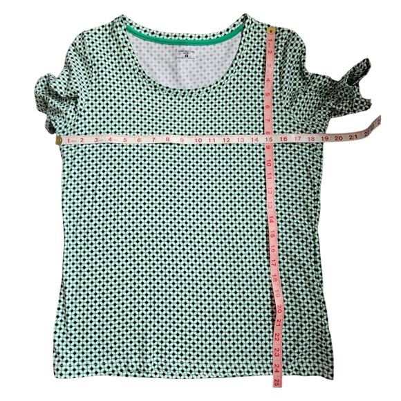 Jones New York Sport cotton green black white top geometric pattern short sleeve - Picture 11 of 11